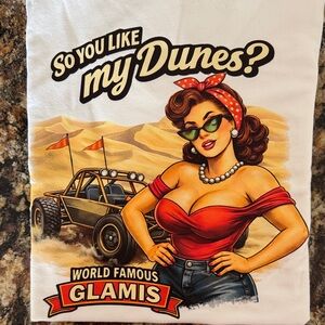 Amazon Essentials Women's Short Sleeve Tee - White with Red and Brown Design